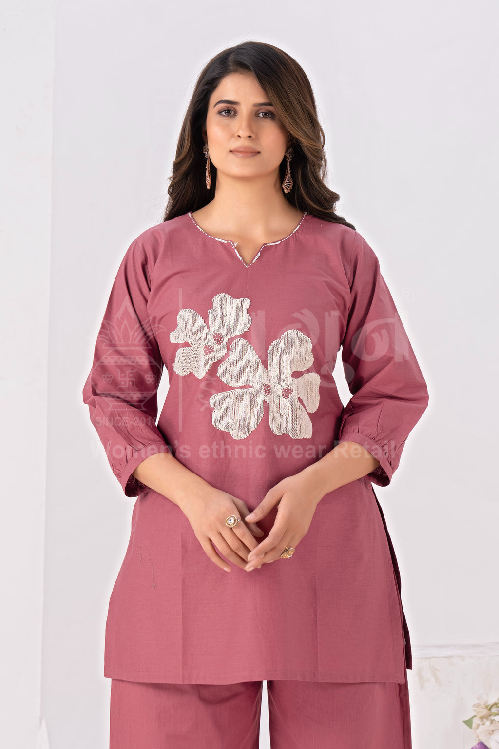 Flora Grace Embroidered Kurti Pant Set