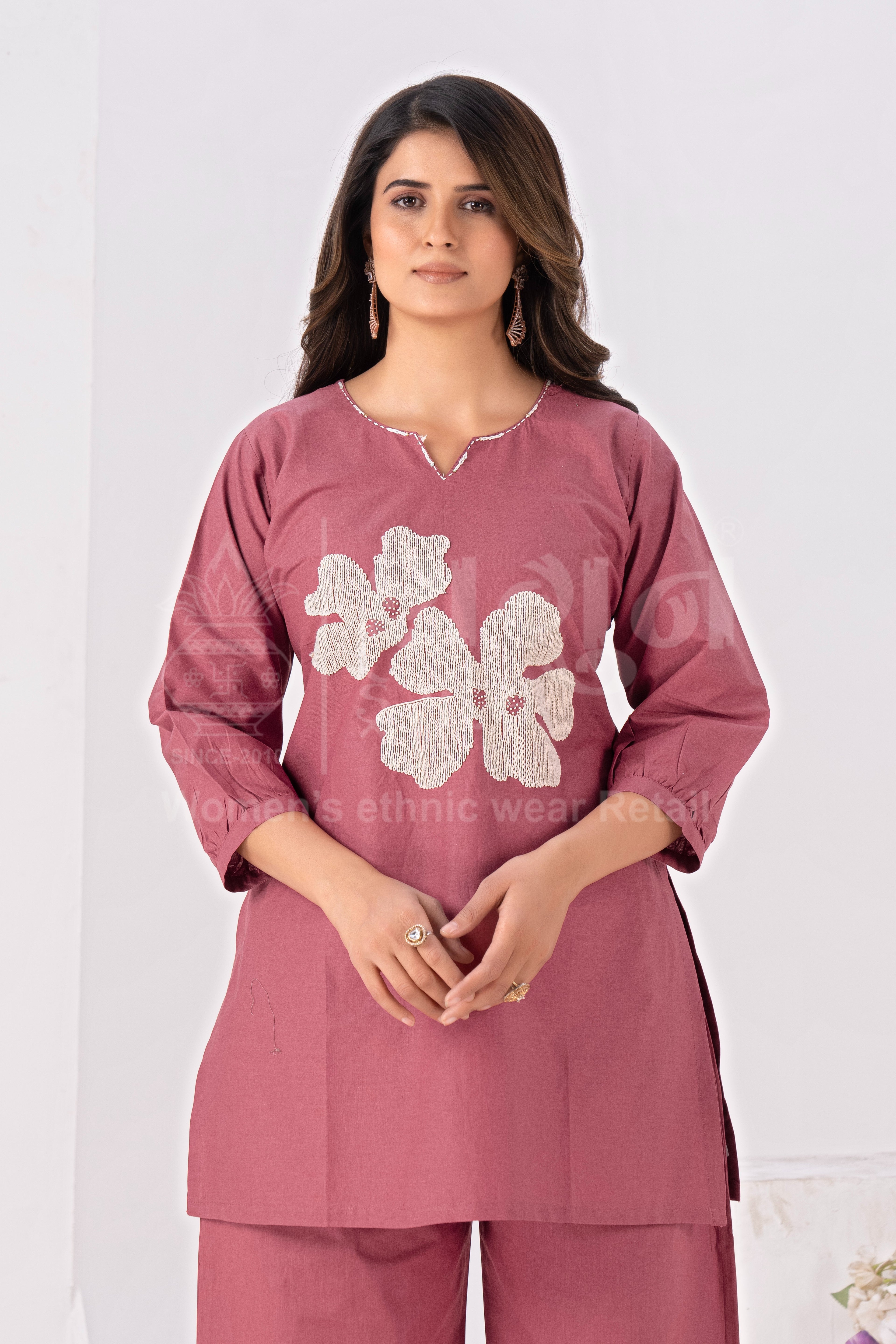 Flora Grace Embroidered Kurti Pant Set