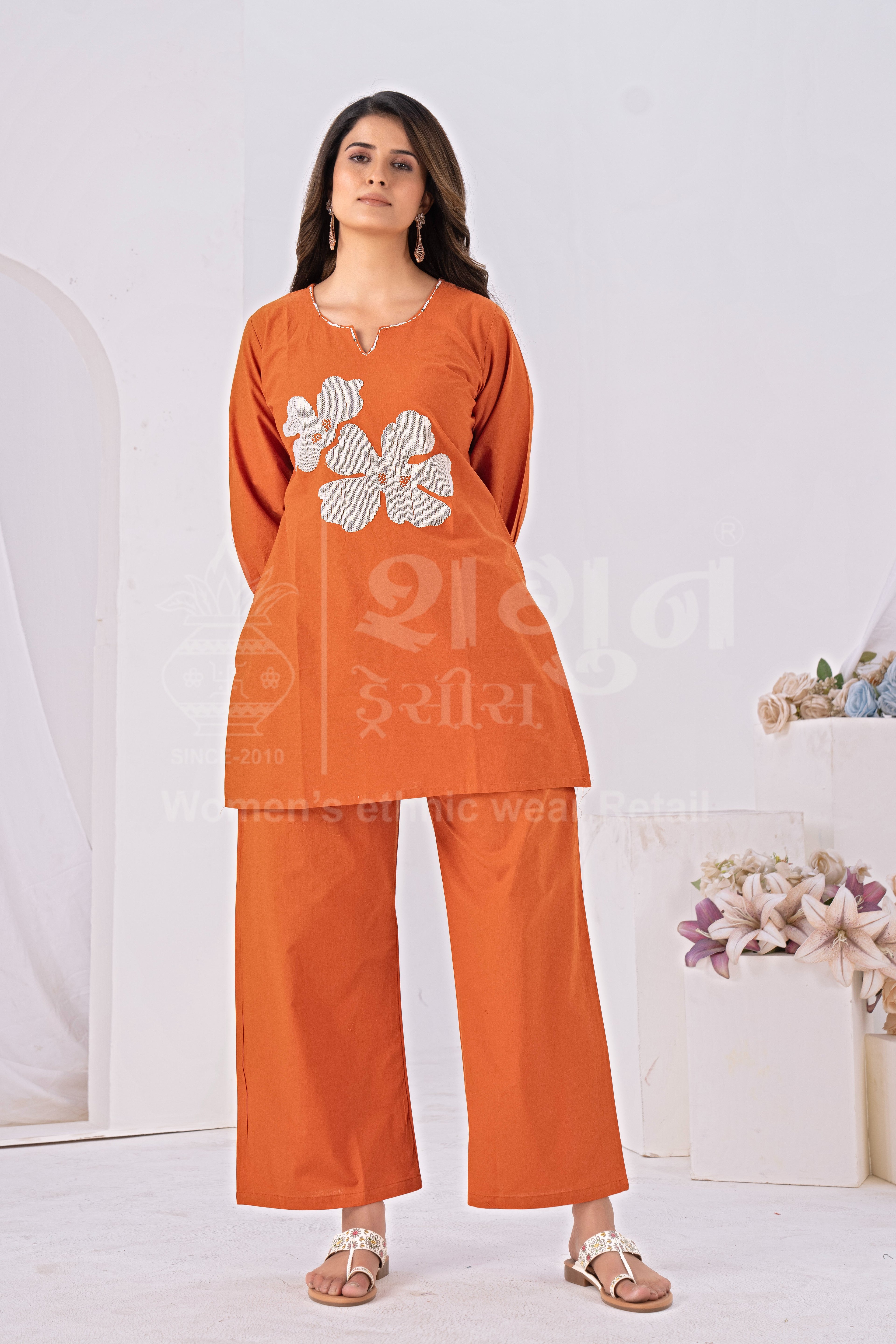 Flora Grace Embroidered Kurti Pant Set