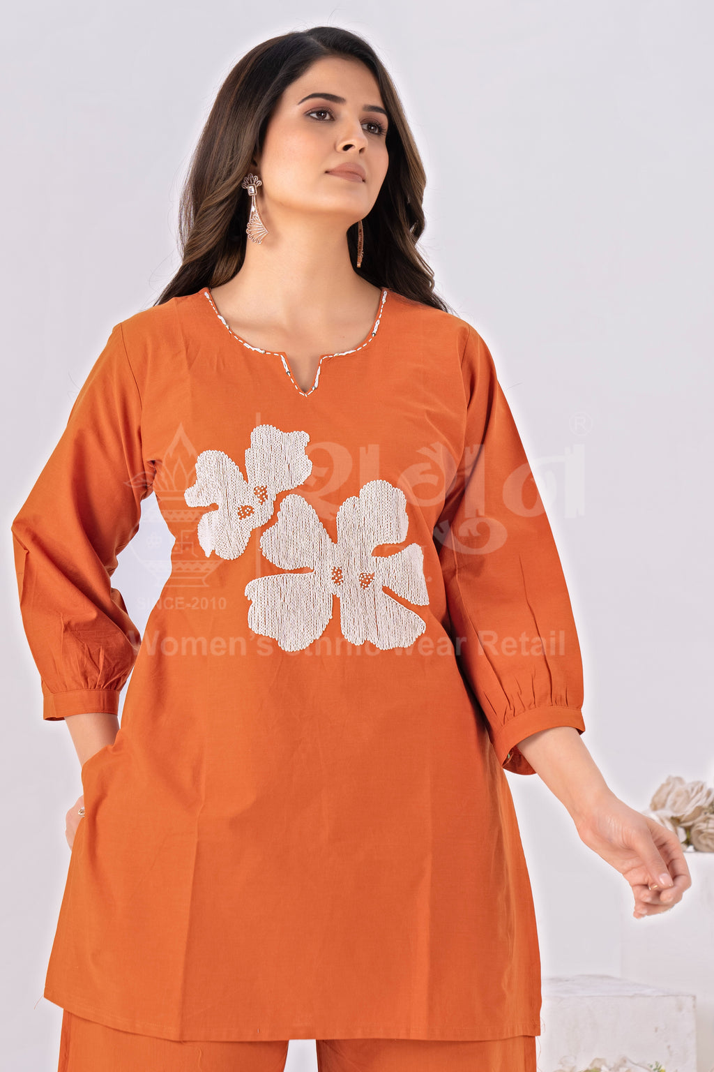 Flora Grace Embroidered Kurti Pant Set