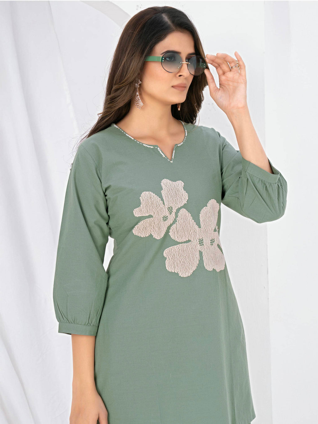 Flora Grace Embroidered Kurti Pant Set