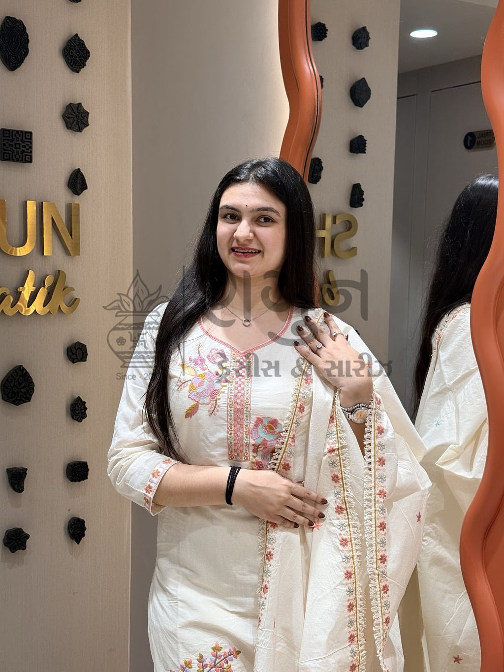 Ivory Blossom Kurti Set Shagun Dresses