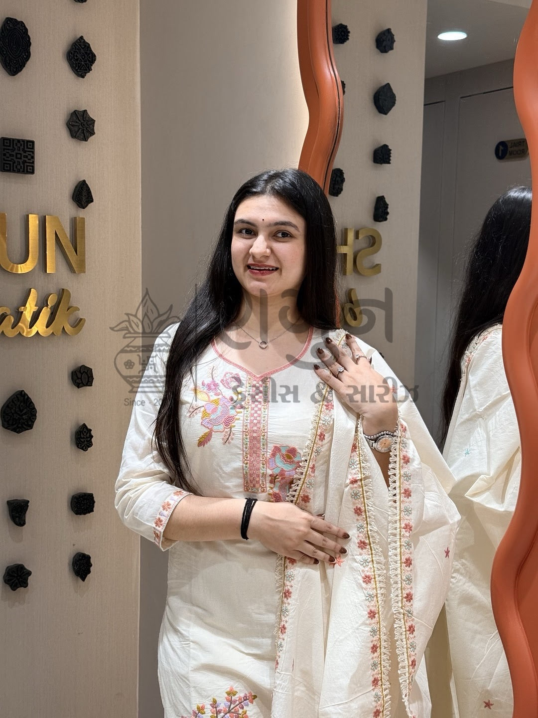 Ivory Blossom Kurti Set Shagun Dresses