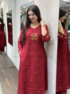Maroon Mandala Kurti Set Shagun Dresses