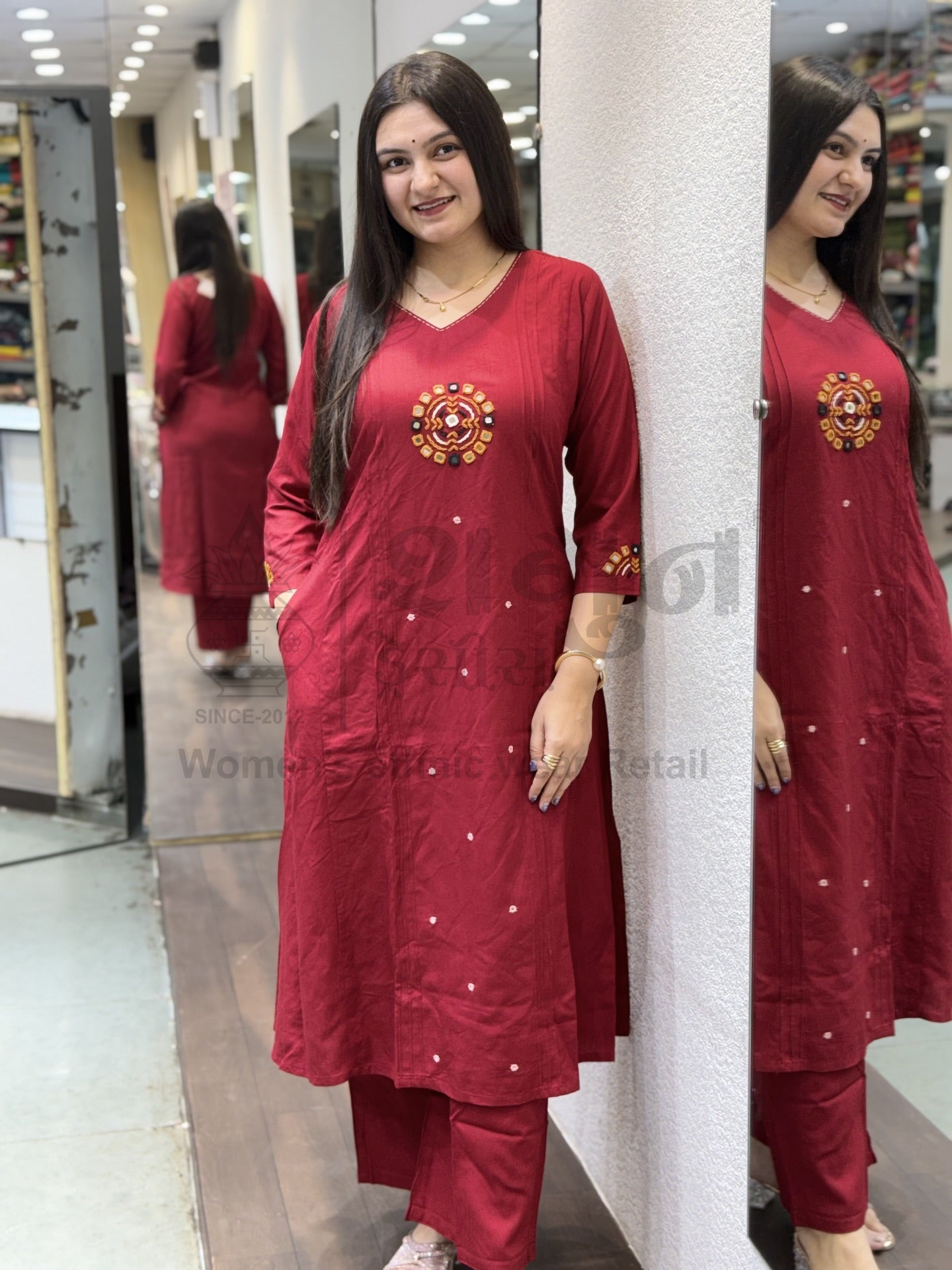 Maroon Mandala Kurti Set Shagun Dresses