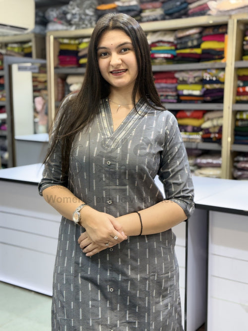 Charcoal Ikat Kurti Shagun Dresses