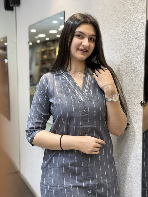 Charcoal Ikat Kurti Shagun Dresses