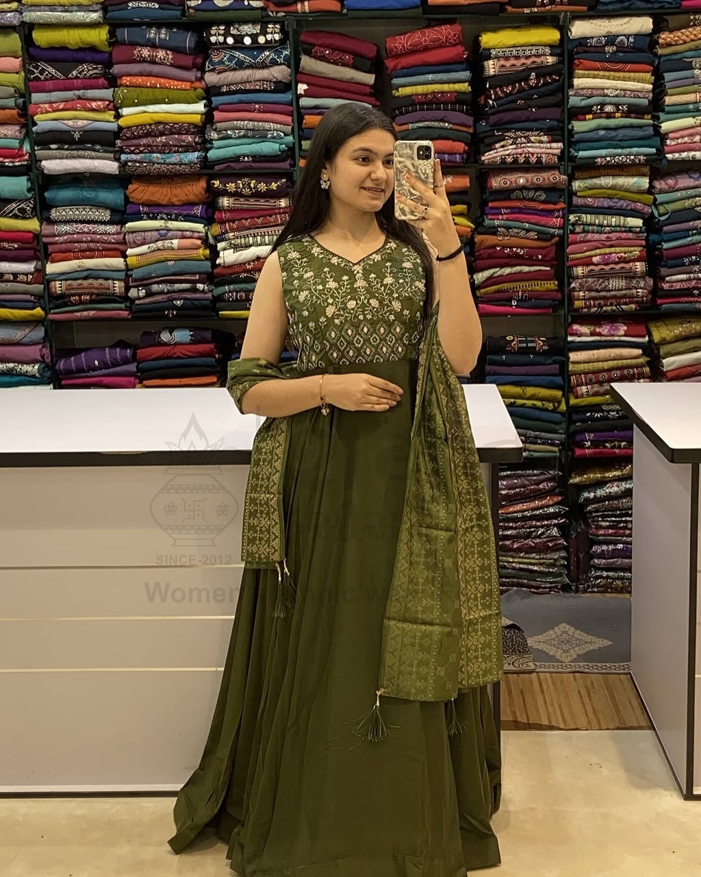 Olive Elegance Gown Shagun Dresses