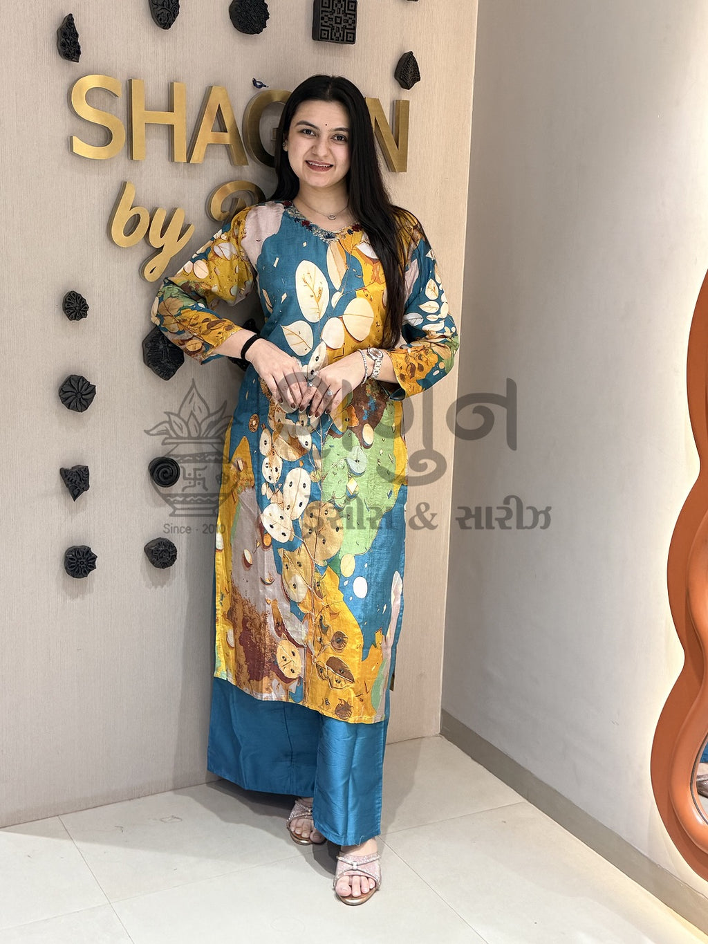Premium Artistic Print Kurta Palazzo Set with Dupatta Shagun Dresses