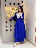Royal Blue Embroidered Silk Anarkali Suit Set with Dupatta – 3 Piece Shagun Dresses