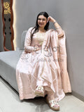 Blush Pink Embroidered Silk Anarkali Suit Set with Dupatta – 3 Piece Shagun Dresses