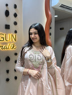 Blush Pink Embroidered Silk Anarkali Suit Set with Dupatta – 3 Piece Shagun Dresses