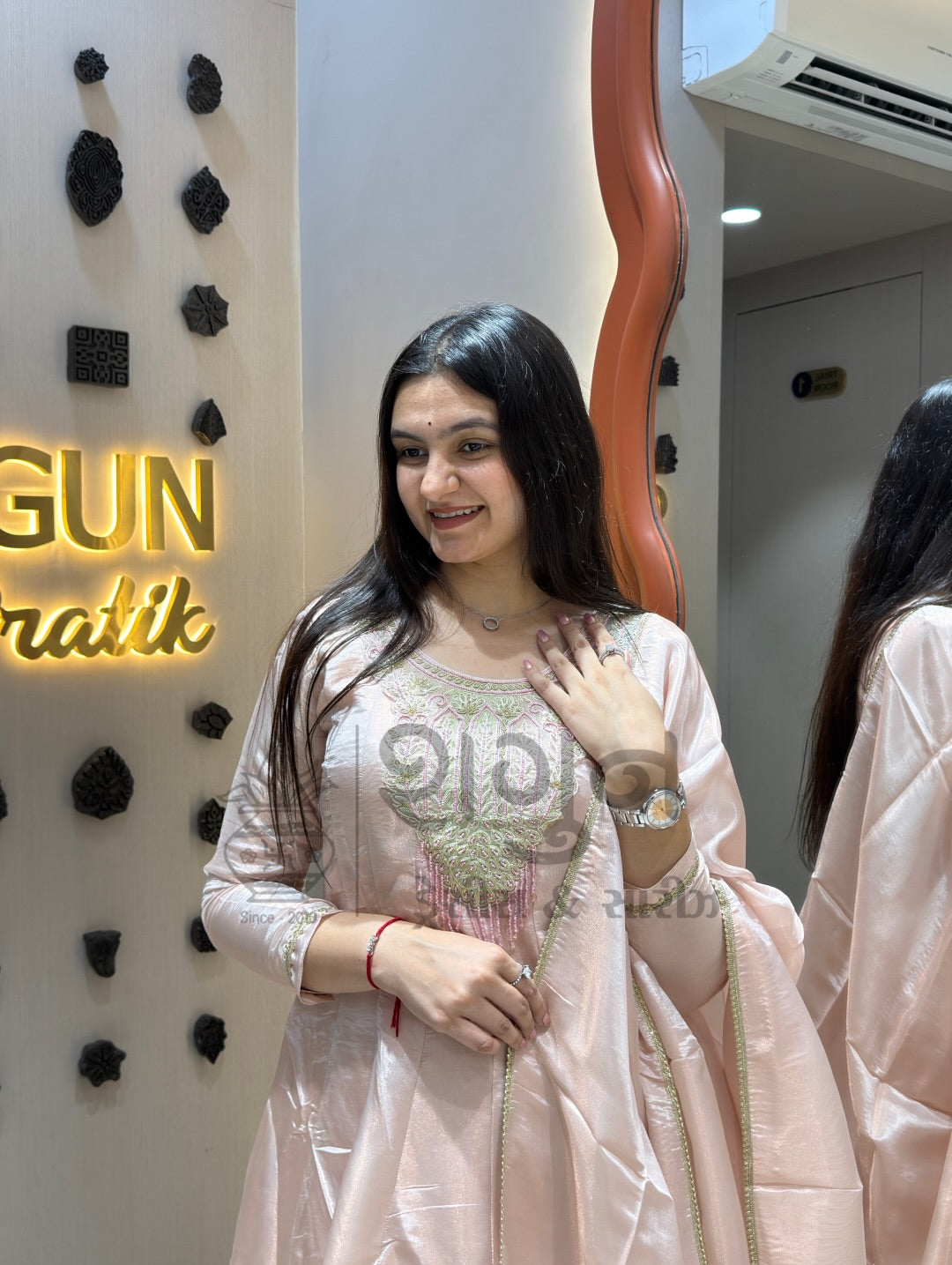 Blush Pink Embroidered Silk Anarkali Suit Set with Dupatta – 3 Piece Shagun Dresses