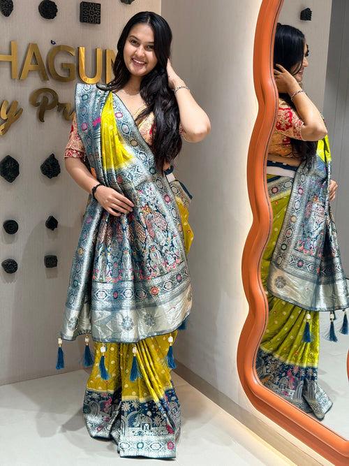 Mustard Mirage Saree Shagun Dresses