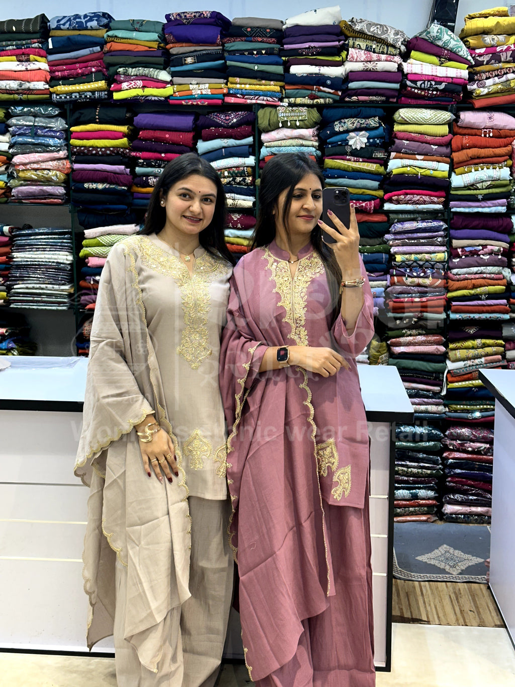 Embroidered Kurti Set with Matching Dupatta