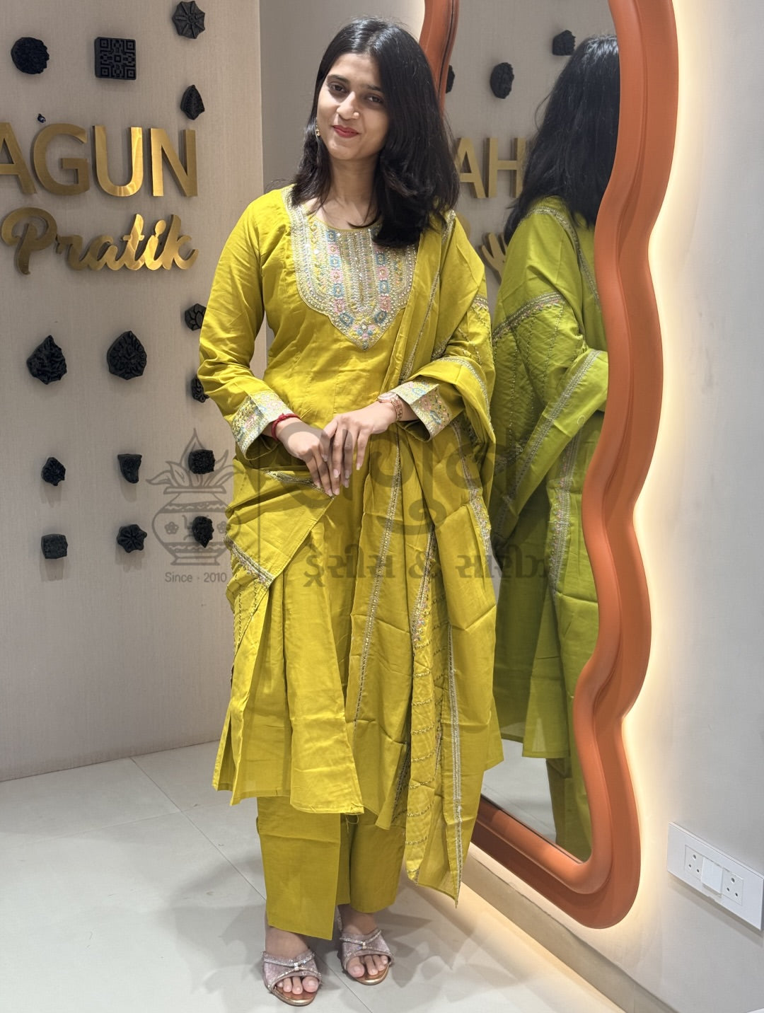 Kutchi Threadwork Anarkali Set Shagun Dresses