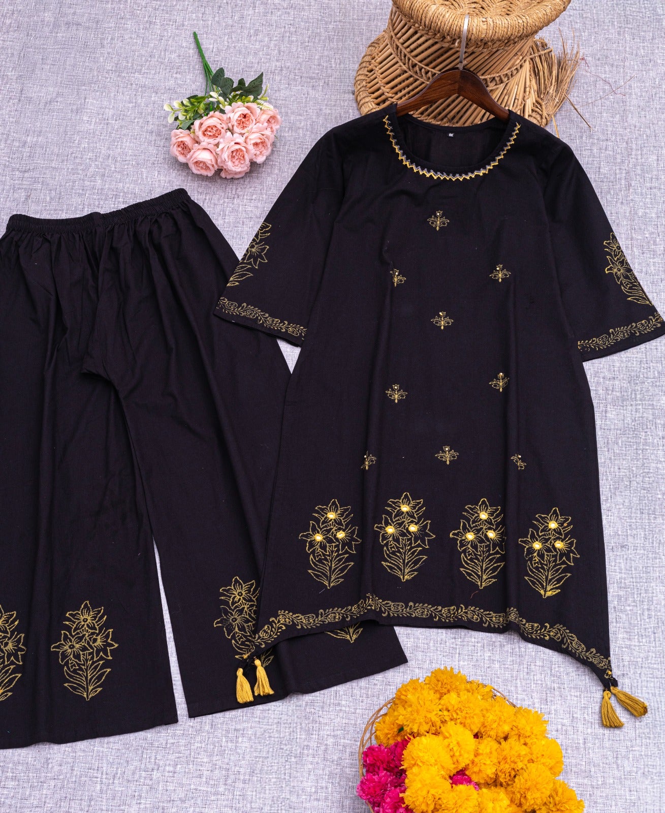 Block Printed & Handwork Cotton Cord Set