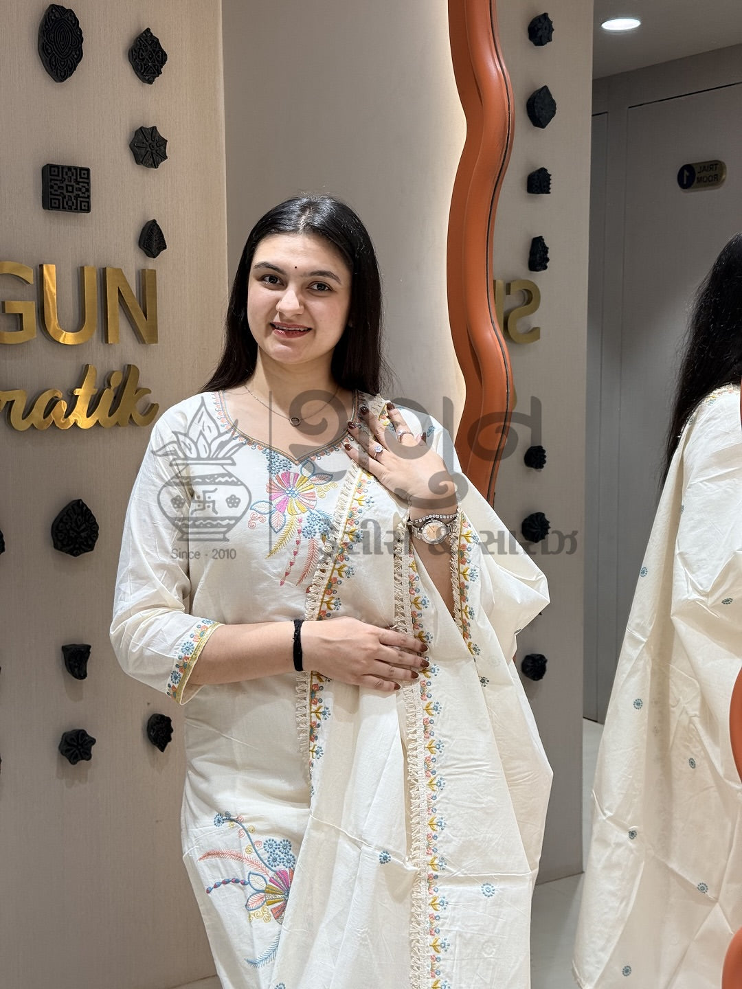 Ivory Blossom Kurti Set Shagun Dresses