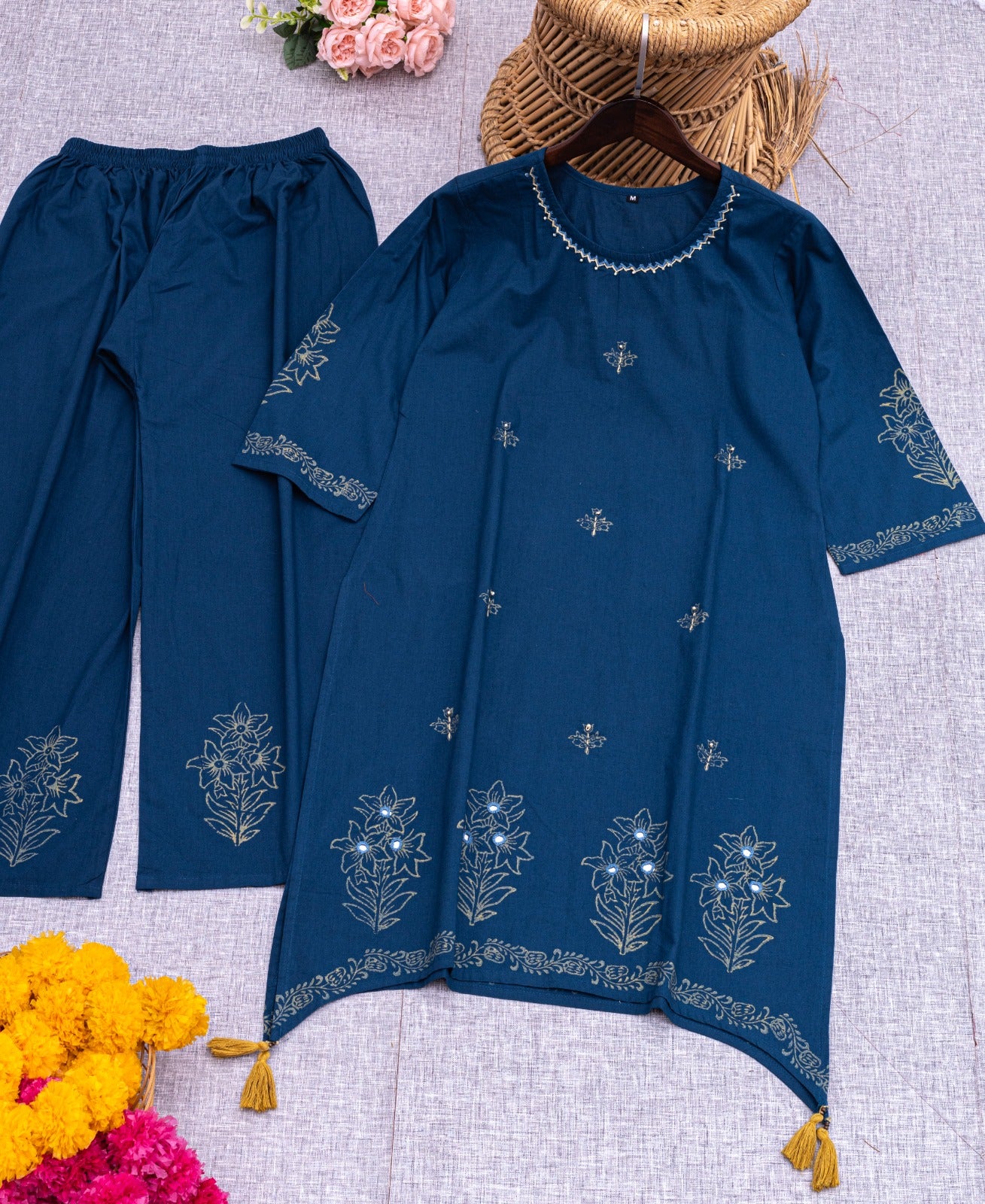 Block Printed & Handwork Cotton Cord Set