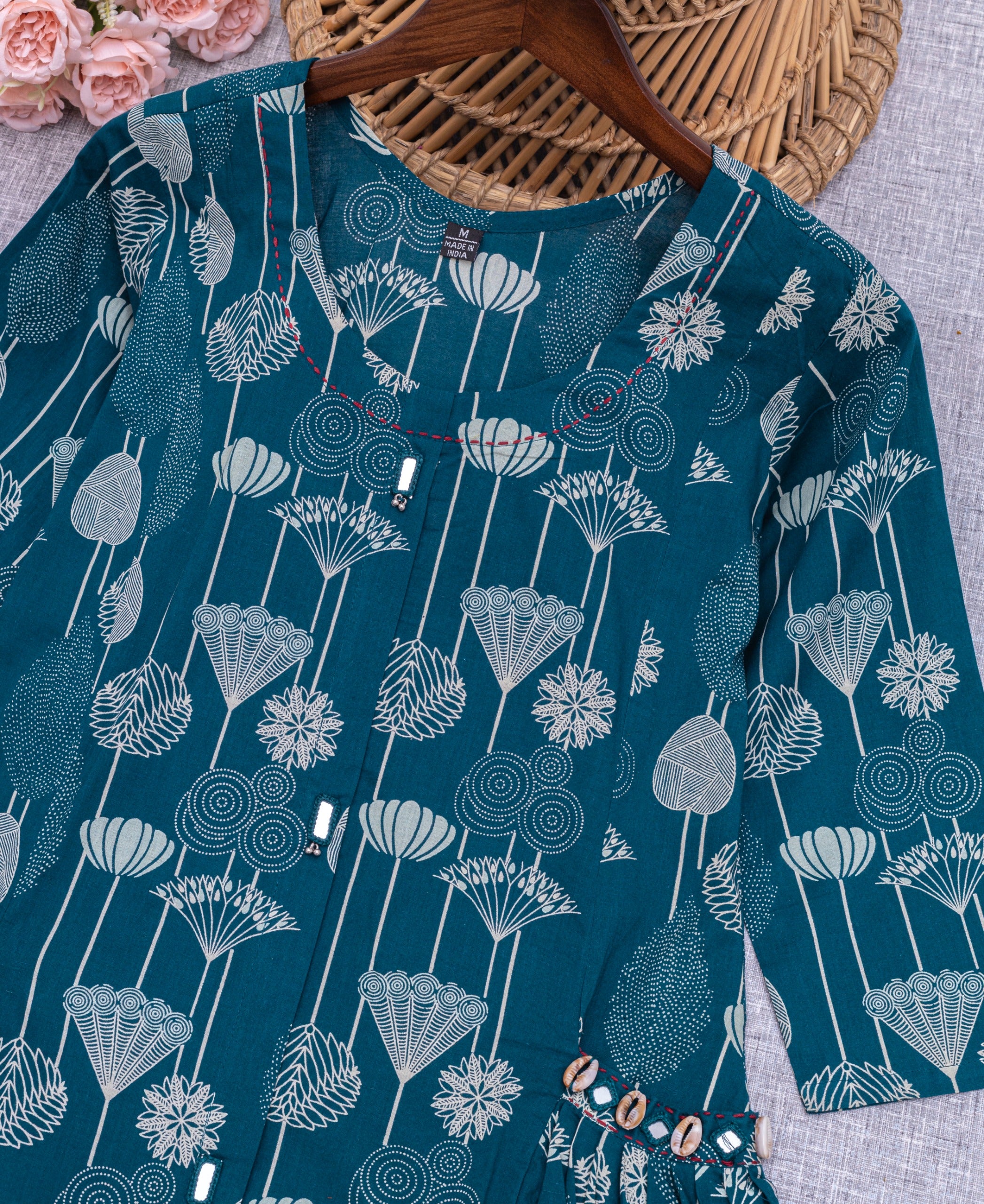 Fuchsia Bloom Printed Pocket Anarkali Kurti