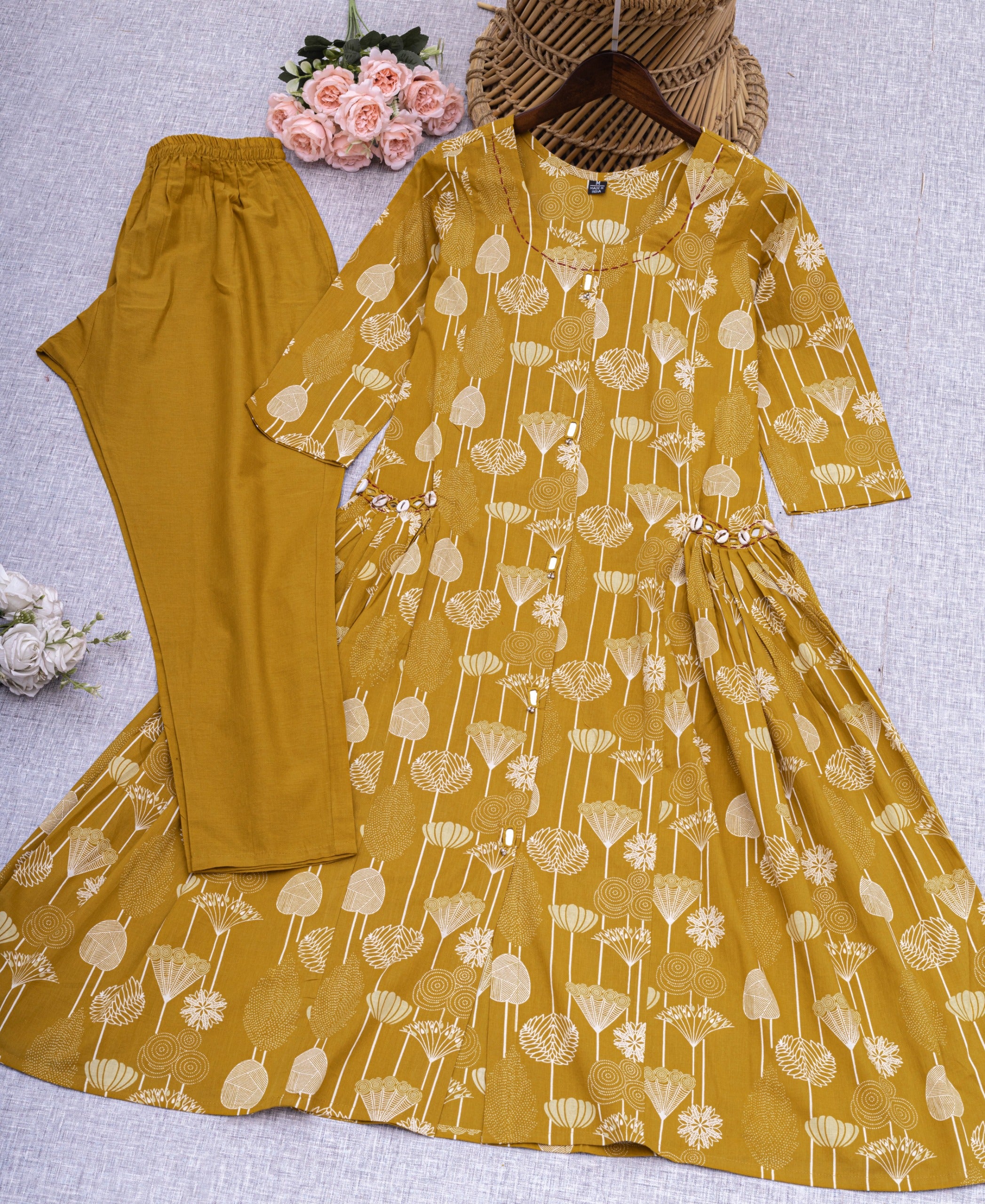 Fuchsia Bloom Printed Pocket Anarkali Kurti