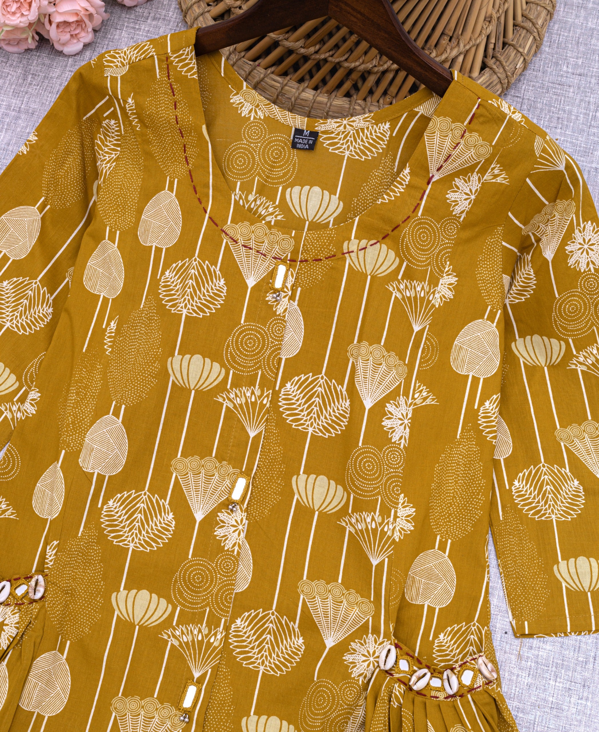 Fuchsia Bloom Printed Pocket Anarkali Kurti